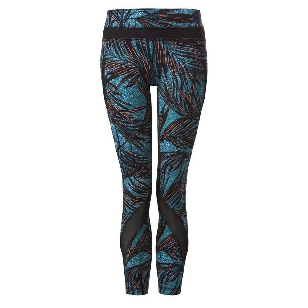 Lululemon leggings workout pants Tight II Palm Lace Tofino Teal Multi Size 12 - Picture 2 of 11